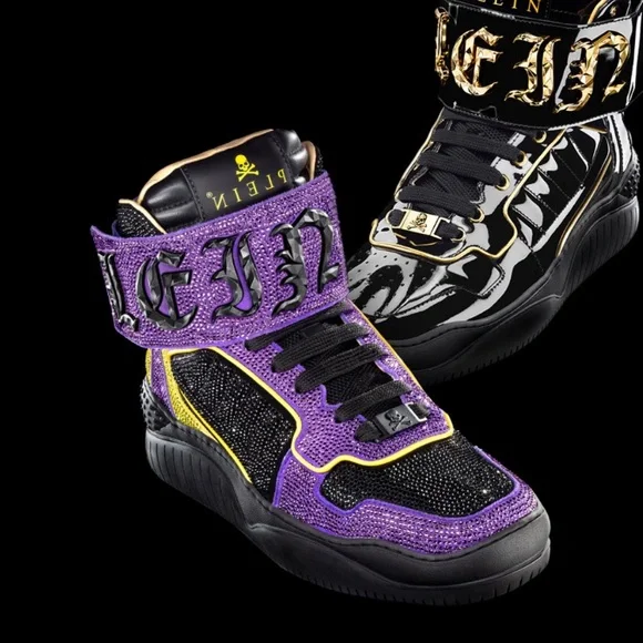 Philipp Plein Black Boots with Purple Sole Philipp Plein | Shoes | Philipp Plein Mens Black Soft Lether  main image 3